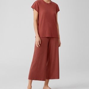 Eileen Fisher Ribbed Wide-Leg Ankle Pants Size Medium